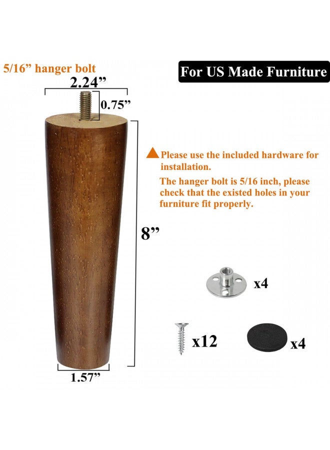 AORYVIC Furniture Leg Sofa Legs Replacement Wood 8 inch Mid Century Dresser Legs with 5/16 inch Bolt Set of 4 - Image 2