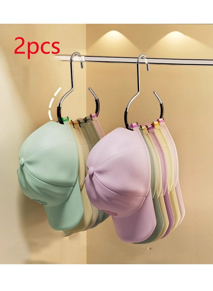 2-Pack Baseball Cap Hat Rack, Stainless Steel Baseball Cap Storage Box, Hat Rack Storage Box, Hat Hook for Door, Bedroom, Closet - Image 1
