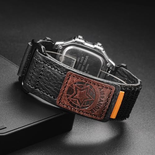 DAVILANE Watch Band Strap for Casio DW-H5600 AE-1000W AE-1100W AE-1200 AE-1300 AE-1500WH A158WA A-159WA A168W B650 B640,18mm Leather Hook & Loop Casio strap - Image 4