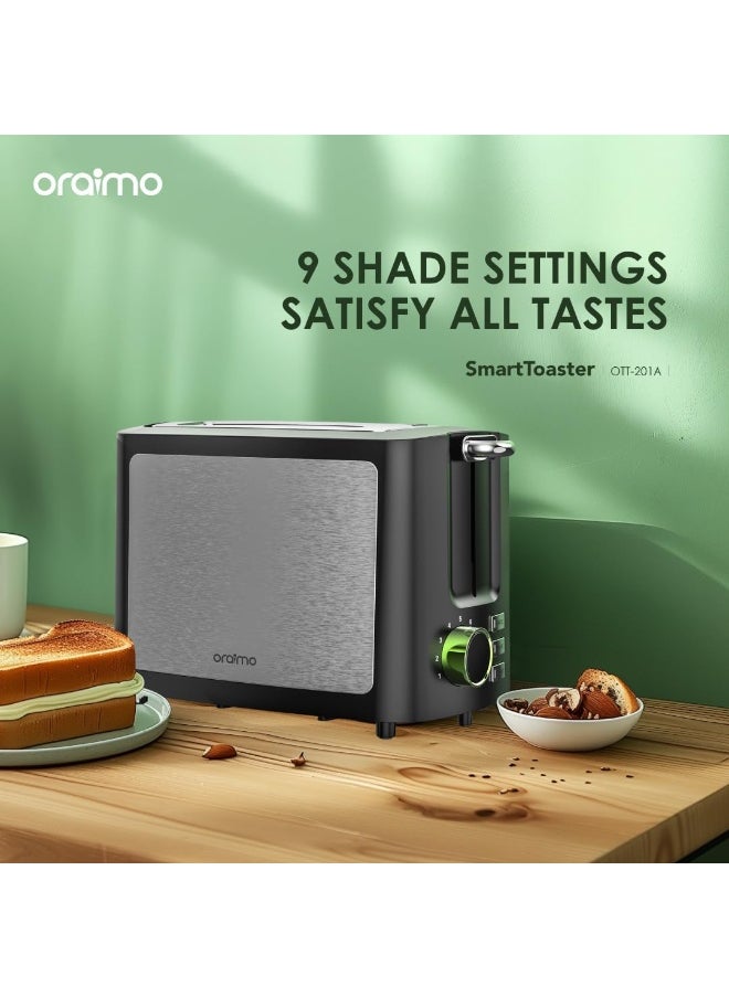 2 Slice Bread Toaster with Smart Digital Display, 9 Browning Settings, Toast, Defrost, Reheat 3-IN-1, Extra Wide Slot, Removable Crumb Tray, Easy Clean Up, Satisfy All Tastes