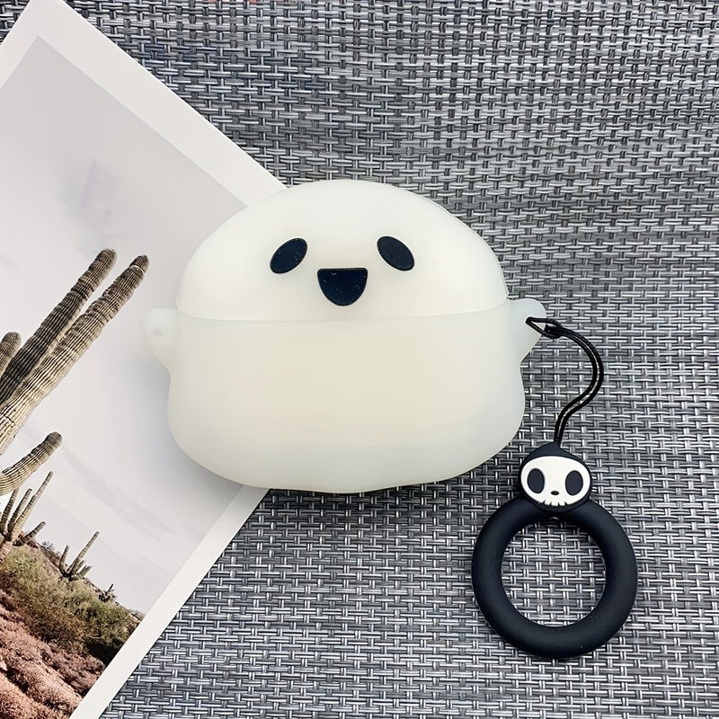 غطاء شبحي ثلاثي الأبعاد من السيليكون المضيء لـ AirPods 1 و2 مع مشبك هدية - Image 3