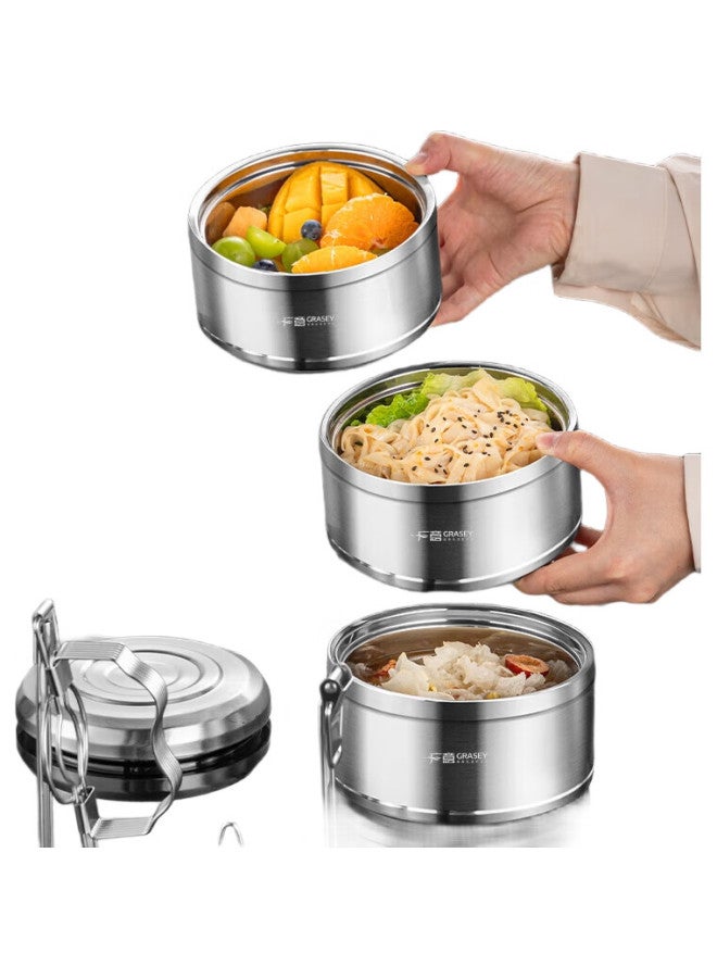 GRASEY Guangyi Insulated Lunch Box, 304 Stainless Steel, Extra Long Insulated Container, For Students And Office Workers, Three-Layer Gy7320 - Image 1