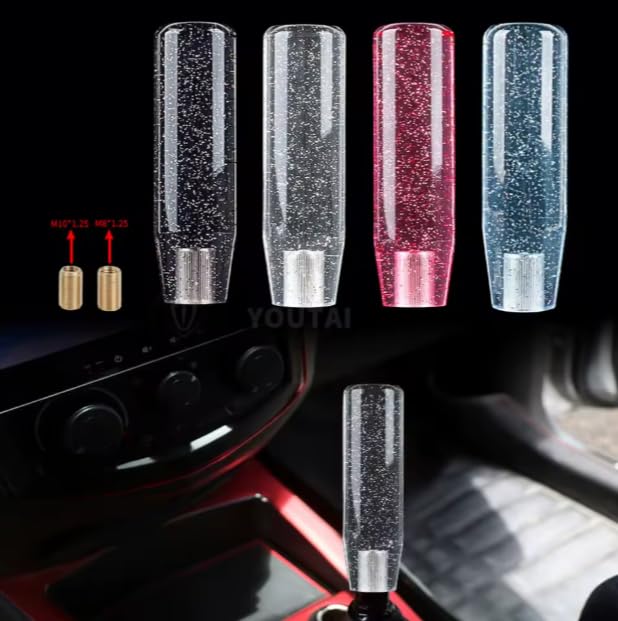 YOURKARTS.COM YOURKARTS Gear Shift Knob Crystal Sparkle Styling 15CM & 10CM Sporty Handle Universal Gear Head for Manual Automatic Cars | Sleek Transparent Design with Shimmer Effect (Smoke, 15cm) - Image 5