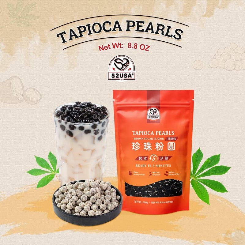 52USA Boba Tapioca Pearl, Black Sugar Flavor, Fresh Bubble Tea Pearl, 8.8 Oz (250 g), Black Tapioca Pearl For Bubble Tea, Ready in 5 Minutes (Pack of 1) - Image 5