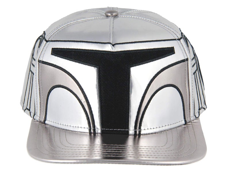 Bioworld Star Wars The Mandalorian Hat Beskar Costume Helmet Embroidered Flatbill Snapback Hat Baseball Cap - Image 4