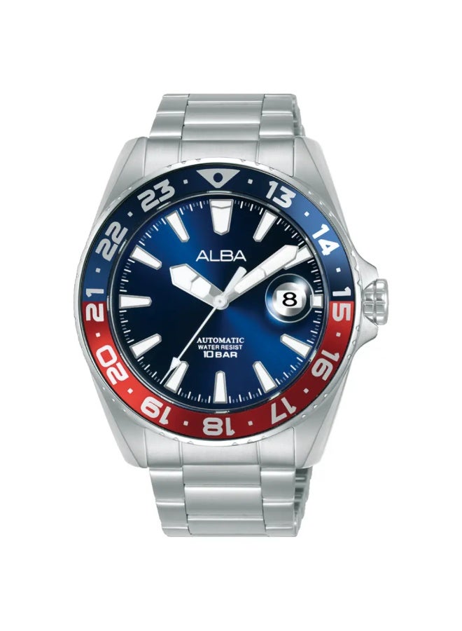 Alba AU4067X1 Automatic Men's Watch | Blue Dial | Stainless Steel Bracelet | Rotating Bezel | 100M Water Resistant | 43mm - Image 1