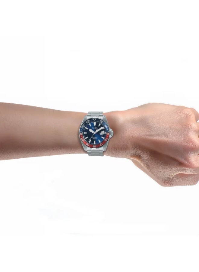 Alba AU4067X1 Automatic Men's Watch | Blue Dial | Stainless Steel Bracelet | Rotating Bezel | 100M Water Resistant | 43mm - Image 3