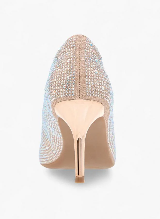 Flora Bella By Shoexpress Flora Bella Embellished Slip-On Pointed Toe Pumps With Stiletto Heels