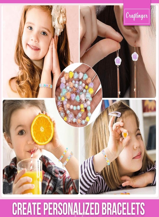 Craftinger 500 Acrylic Transparent & Pearl, Gold, alphabet Beads | for Jewellery Making Kit, Colorful Beads Set for Kids with Elastic Strin DIY Craft Bracelet Necklace Making, Activity Games for Girls Age 6-12 Years Old, Set for Adults,for Artists Children - Image 3