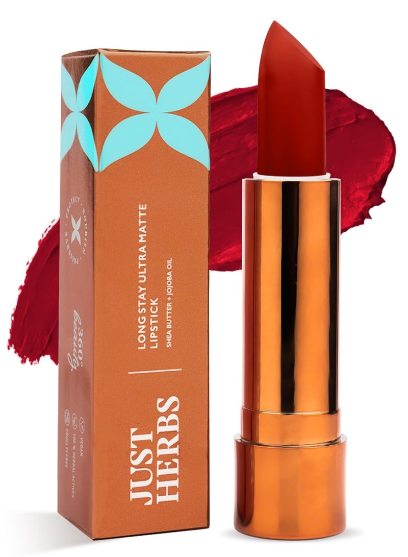 Just Herbs Ultra Matte Bullet Lipstick 4g Majestic Maroon - Image 1