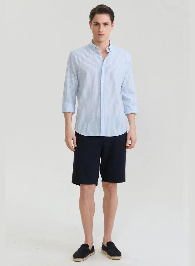 FELIX HARDY Men's Cotton Linen Blend Long Sleeve Shirt