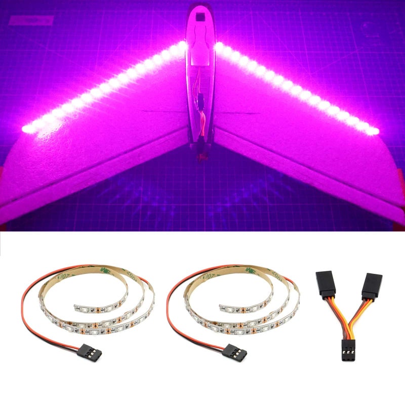 elechawk LED Light Strip for RC Fixed Wing Airplane Flying Wing Plane AR Wing Drone Model Car Truck (Pink) - Image 2