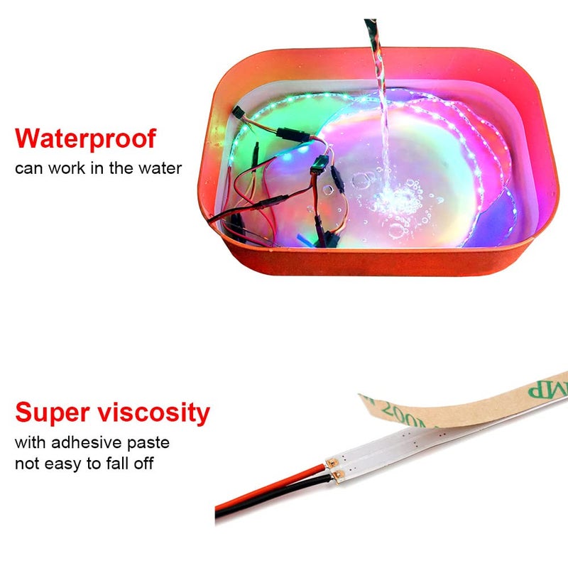 elechawk LED Light Strip for RC Fixed Wing Airplane Flying Wing Plane AR Wing Drone Model Car Truck (Pink) - Image 3