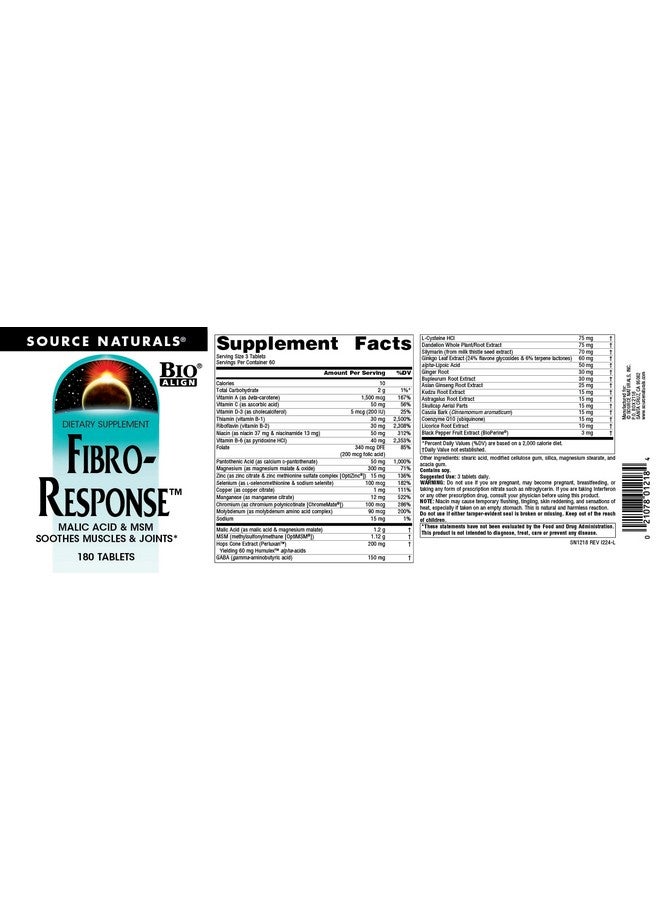 Source Naturals Fibroresponse Bioaligned Malic Acid  Msm180 Tablets - Image 4