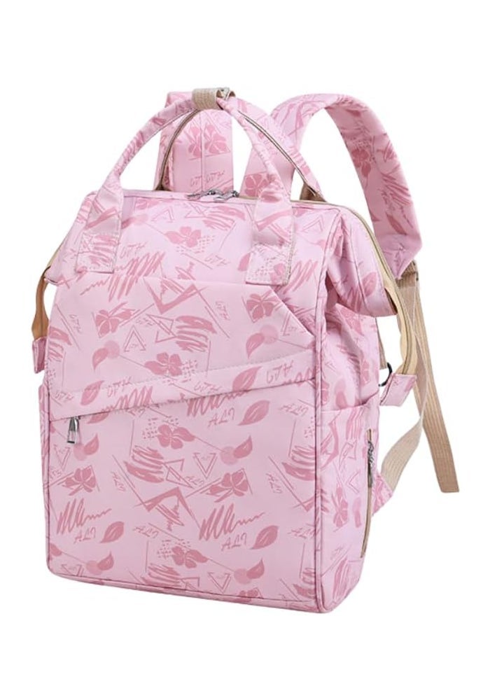 turtees حقيبة ظهر أنيقة مقاومة للماء لحفاضات مع جيوب متعددة - وردي - Image 1