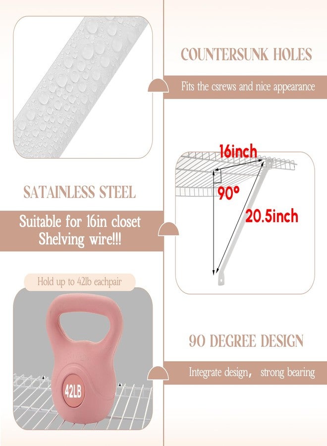 Innconee 12 Pcs 16Inch Support Brackets for Wire Shelving Wire Shelf Brackets Closet Shelf Brackets with Anchors and Pins for Installation Wire Shelving Support Brackets for Support Closet Wire - Image 3
