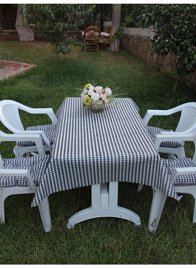 Aly Style Tablecloth 120 x 170, 4 Cushion 45 x 45CM Set Chair Laced Houndstooth Pattern (Black Color) - pzsku/ZD4F09C04CA6AF1303D48Z/45/_/1741272184/03f250b0-6440-4969-8dd1-62f6b089616d