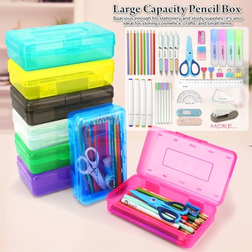 Nuozme Plastic Translucent Pencil Box,Pencil Cases with Snap-Tight Lid for Pens, Pencils, School Supplies,Office Supplies, 1 Pack, Standard Size - Image 5