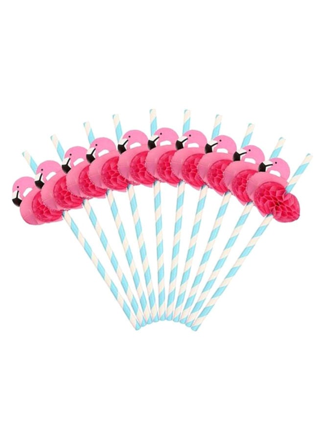 NIBEMINENT 10-Piece Flamingo 3D Straw Set - Image 1