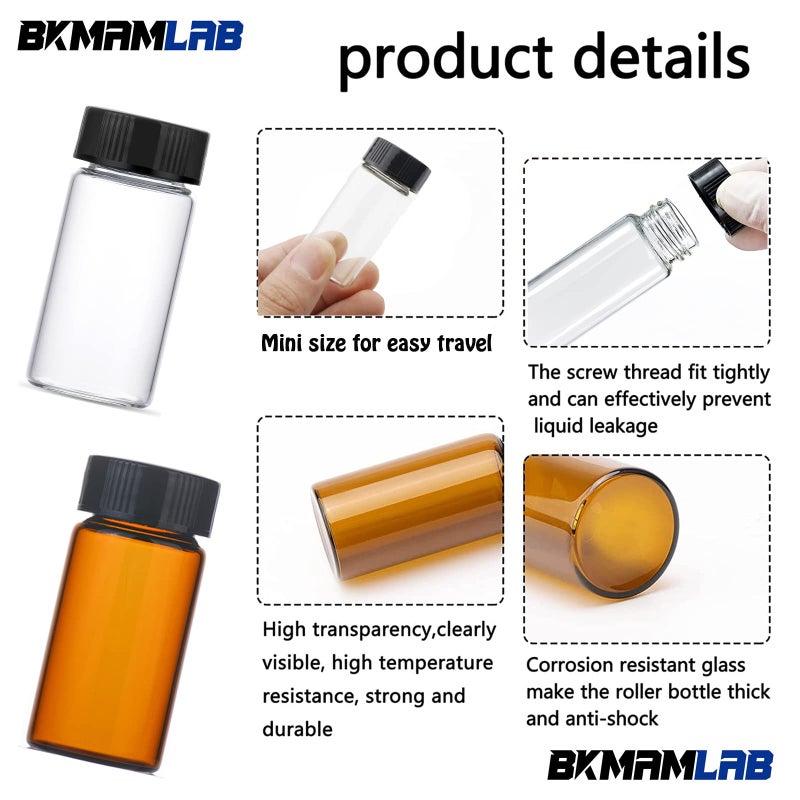 BKMAMLAB 5ml Clear Small Glass Vials 100pcs with Screw Caps(100pcs) - Image 2