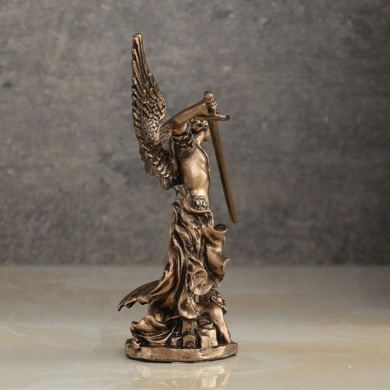 Veronese Design 4 Inch Archangel Saint Michael Slaying Demon Resin Figurine Hand Painted Bronze Finish - Image 5