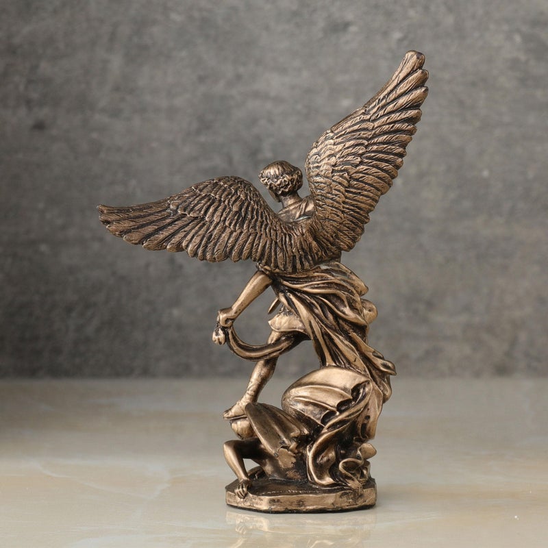 Veronese Design 4 Inch Archangel Saint Michael Slaying Demon Resin Figurine Hand Painted Bronze Finish - Image 4