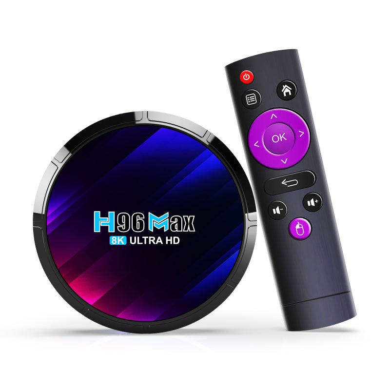 صندوق تلفزيون ذكي H96Max بنظام Android 13.0 مشغل وسائل إعلامي رباعي النواة UHD 4K RK3528 فك تشفير 8K H.265 HDR10+ واي فاي6 2.4 جيجا/5 جيجا بلوتوث5.0 ذاكرة 4 جيجا رام + 64 جيجا مع شاشة LED ودوارة التحكم - Image 1