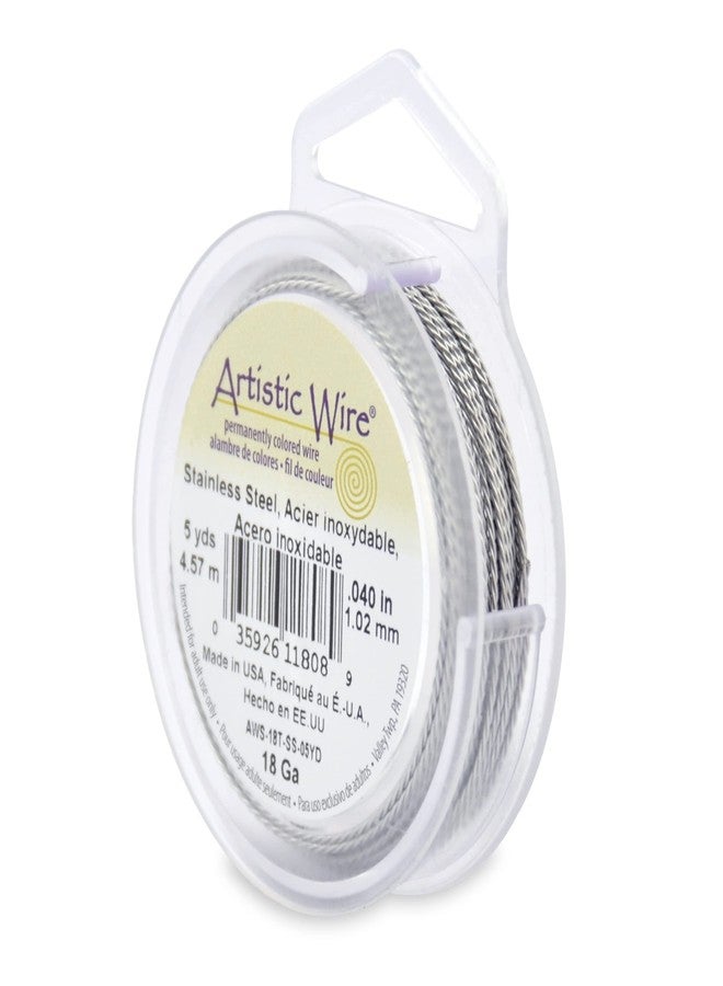 أرتيستك واير سلك فني، مقاس 18 / 1.0 مم، سلك حرفي من الفولاذ المقاوم للصدأ، ملتوي دائري، 5 ياردات / 4.57 متر - Image 1