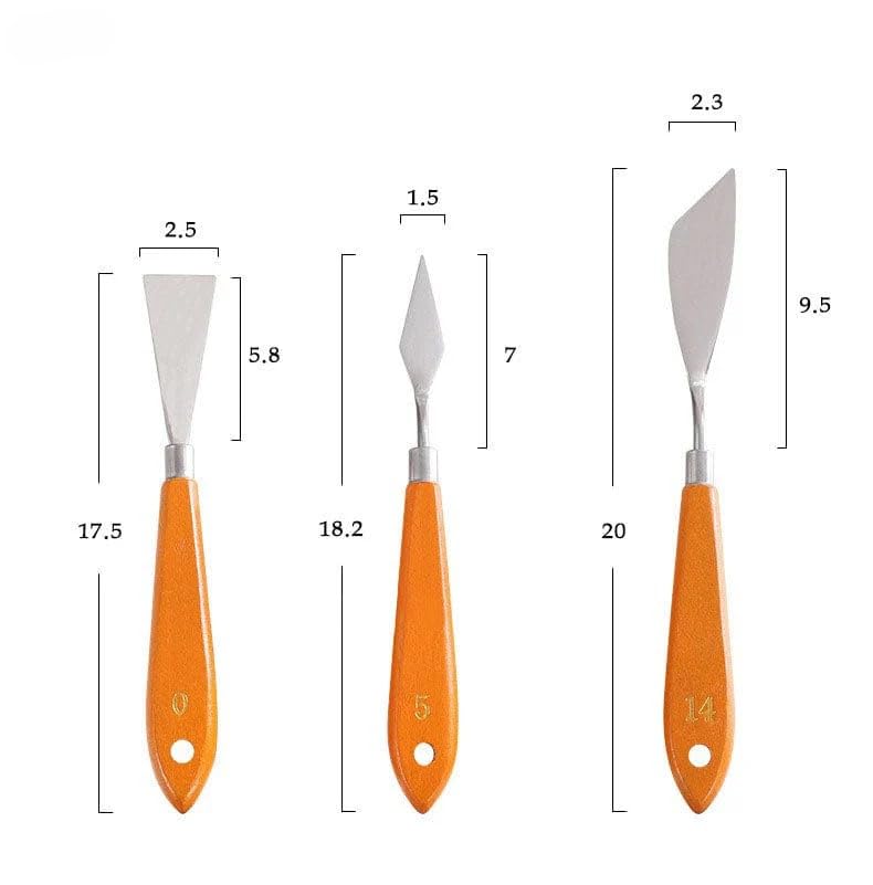 Brille Bee 3Pc Metal Painting Knife Set with Wooden Handle – Versatile Palette Knives for Acrylic, Oil, and Watercolor Painting, Mixing, and Texturing - Image 3