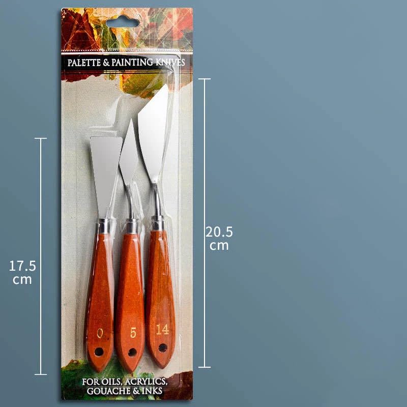 Brille Bee 3Pc Metal Painting Knife Set with Wooden Handle – Versatile Palette Knives for Acrylic, Oil, and Watercolor Painting, Mixing, and Texturing - Image 4