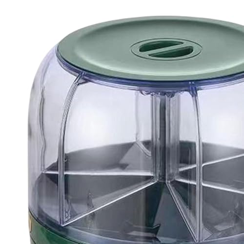 Matiko Rice Dispenser, Rotating Dry Food Dispenser PP Plastic Kitchen Grain Storage Container with 6 Compartments Holder for Rice and Beans (Round Small - GREEN Rice Dispenser) - Image 3