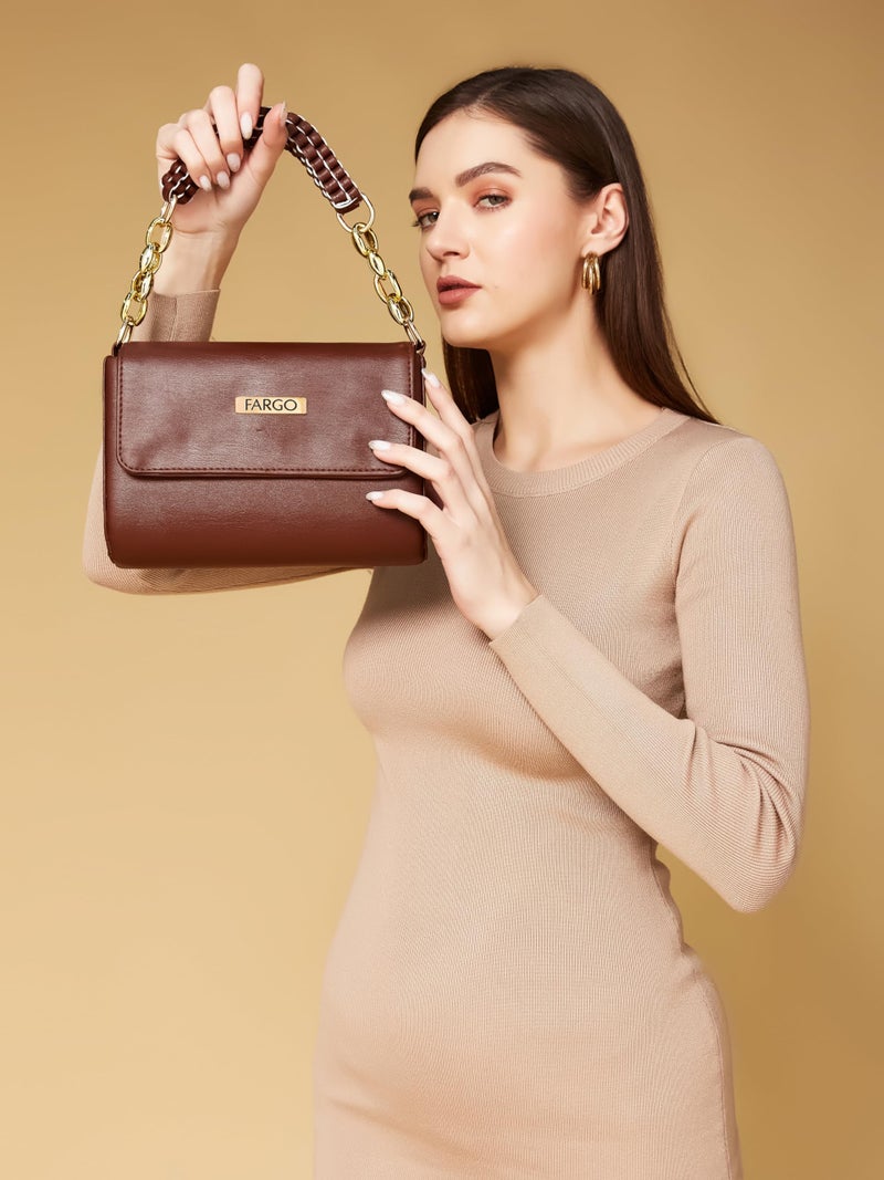 Fargo PU Women's Sling Bag Shoulder Bag For Women (Brown) - Image 2