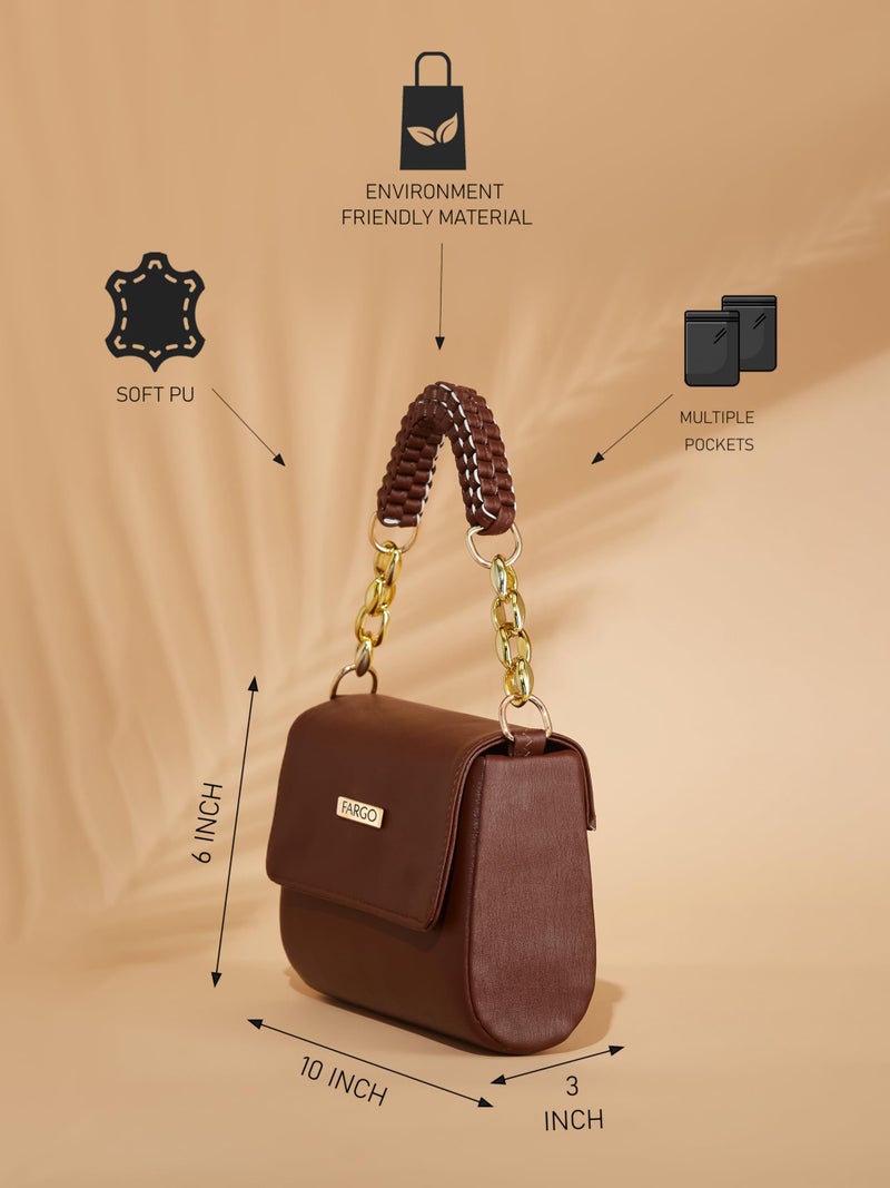 Fargo PU Women's Sling Bag Shoulder Bag For Women (Brown) - Image 4