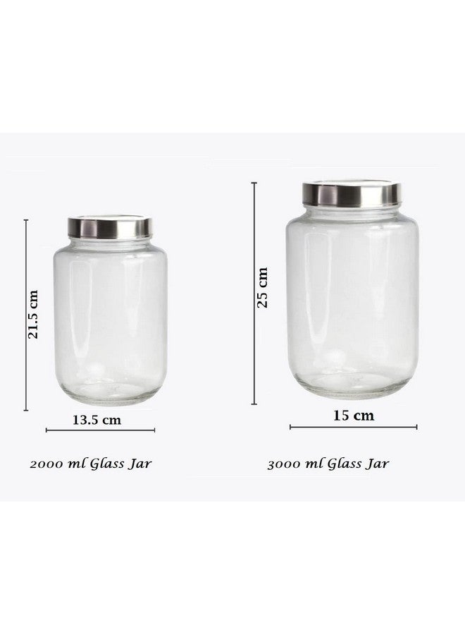 BrezzyCloud Brezzycloud Piraml Glass Jar 3000 ml |3KG Round Jars for kitchen | Transparent Containers for Kitchen Pickles, Pantry, Flour, Cereal, Masala, Dry Fruits | See Through Cap | Set of 2 - Image 4