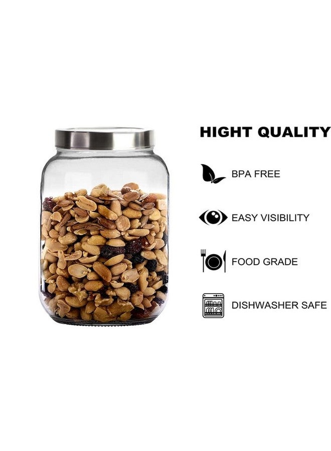 BrezzyCloud Brezzycloud Piraml Glass Jar 3000 ml |3KG Round Jars for kitchen | Transparent Containers for Kitchen Pickles, Pantry, Flour, Cereal, Masala, Dry Fruits | See Through Cap | Set of 2 - Image 2