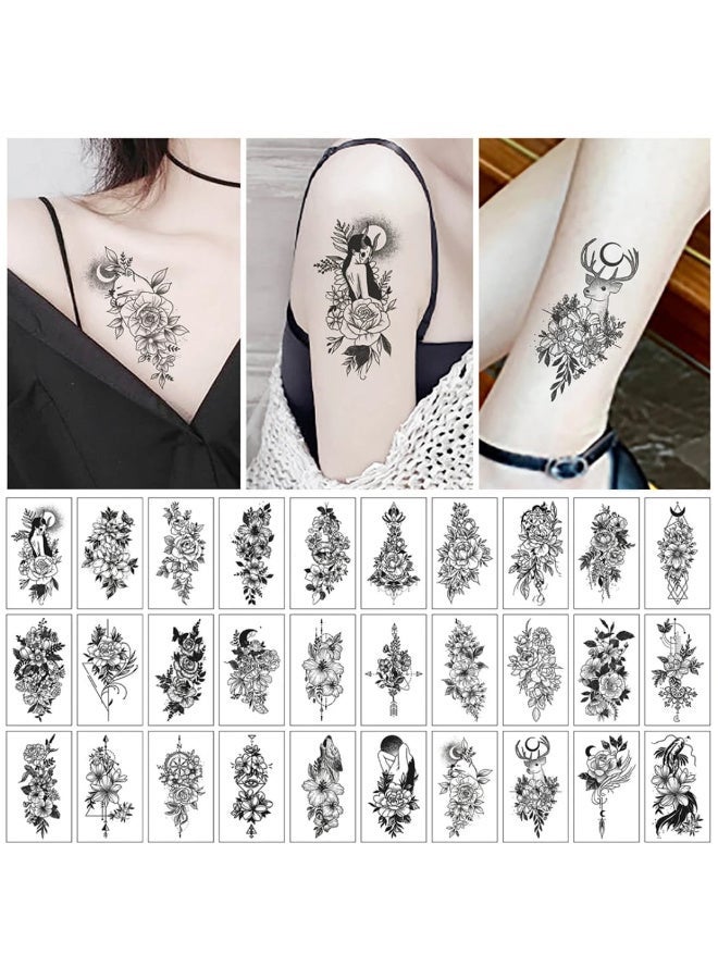 ملصقات تاتو 10كارت مؤقتة ثلاثية الأبعاد كبيرة الحجم للنساء - Image 3
