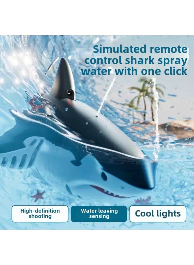 قارب التحكم عن بعد، سمك القرش، جهاز التحكم عن بعد، يلعب في الماء، كاميرا مقاومة للماء، قابلة لإعادة الشحن، قارب غواصة عالي السرعة للتحكم عن بعد، لعبة للأطفال - اللون: مقاوم للماء بالكامل - بدون كاميرا محاكاة موكب + إضاءة + رذاذ الماء - المواصفات: أربع بطاريات فاخرة بما في ذلك أربع مجموعات من البطاريات + كابل شحن + هدايا - Image 5