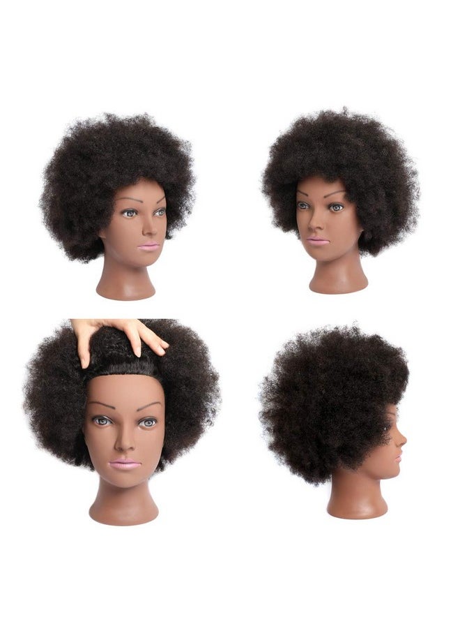 Phamb - Afro Mannequin Head With 100% Human Hair For Practice Braiding African American Cosmetology Doll For Hairdresser With Table Clamp Stand (D8Ablack) - Image 1