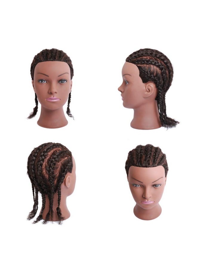 Phamb - Afro Mannequin Head With 100% Human Hair For Practice Braiding African American Cosmetology Doll For Hairdresser With Table Clamp Stand (D8Ablack) - Image 1