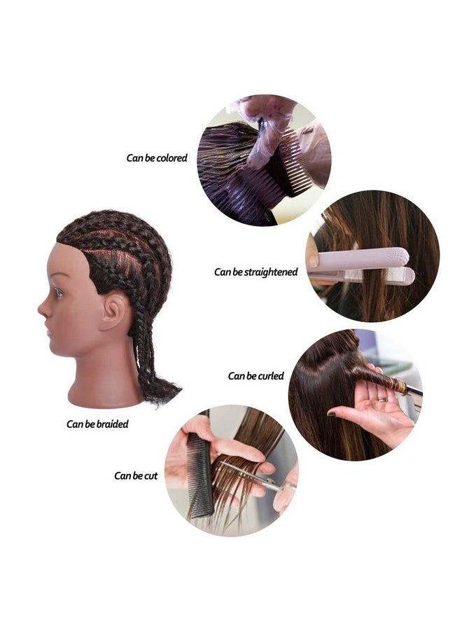 Phamb - Afro Mannequin Head With 100% Human Hair For Practice Braiding African American Cosmetology Doll For Hairdresser With Table Clamp Stand (D8Ablack) - Image 1