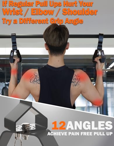 Fitarc Neutral Grip Pull Up Handles, Wrist Shoulder Elbow Friendly, 12 Angle Adjustable Lat Pulldown Handle Rowing Grips, 2Pcs, Patented - Image 2