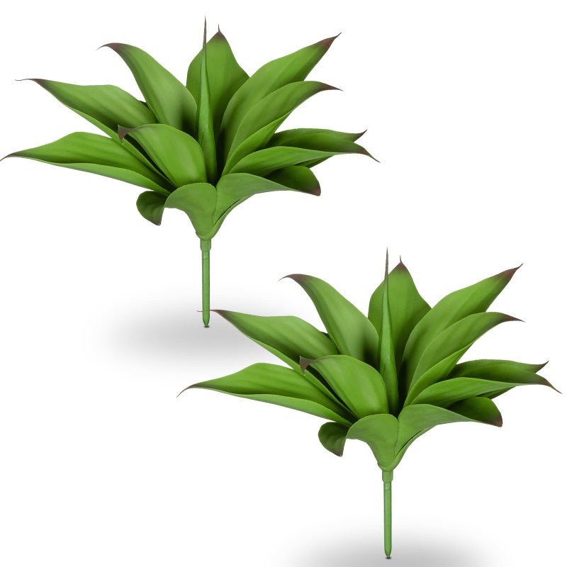 Ttranewsoo Artificial Agave Plants UV Resistant Fake Agave Planters for Indoor and Outdoor Decorating Artificial Plants for Outdoors Fake Plants 2Pack 126 Green