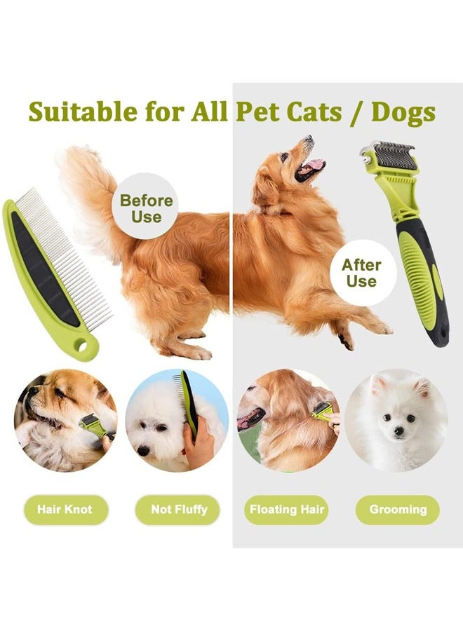 Pet Dog and Cat Grooming Brush, Professional Double Comb Brush anti-Knot Comb Combing Tool Dog and Cat Undercoat Care - Image 2