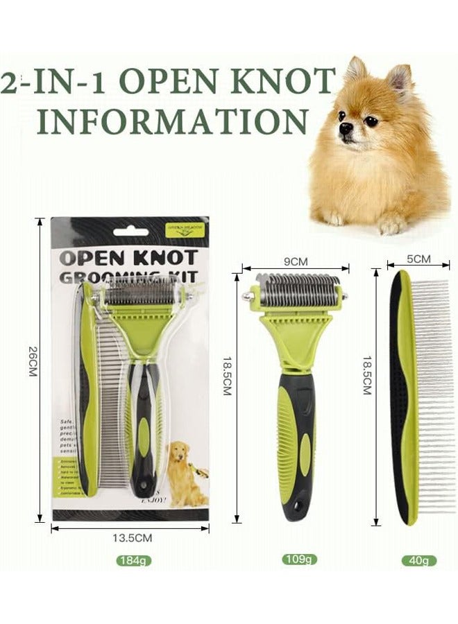 Pet Dog and Cat Grooming Brush, Professional Double Comb Brush anti-Knot Comb Combing Tool Dog and Cat Undercoat Care - Image 4