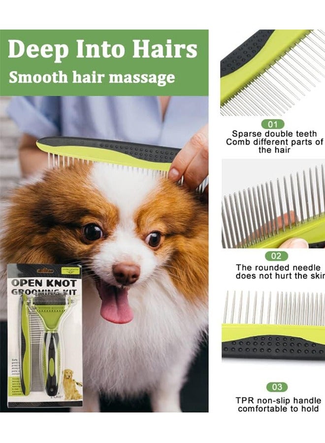 Pet Dog and Cat Grooming Brush, Professional Double Comb Brush anti-Knot Comb Combing Tool Dog and Cat Undercoat Care - Image 5