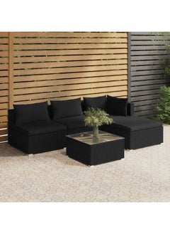 vidaXL 5 Piece Garden Lounge Set with Cushions Poly Rattan Black - pzsku/ZD4F142E15B7B7127E6B1Z/45/_/1696400906/f7e6b98a-d4c1-4dfd-aa2a-9862b97241a8