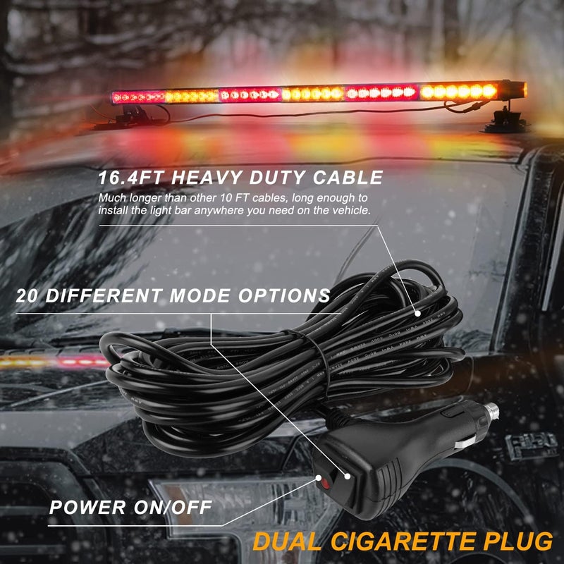 ASPL 38.5" 78 LED Strobe Light Bar Double Side Flashing High Intensity Emergency Warning Flash Strobe Light with Magnetic Base for Safety Construction Vehicles Tow Trucks Pickup (Amber/Red) - Image 5