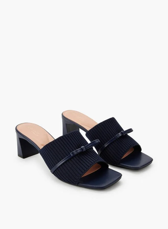 Women Ribbed Block Heel Sandals