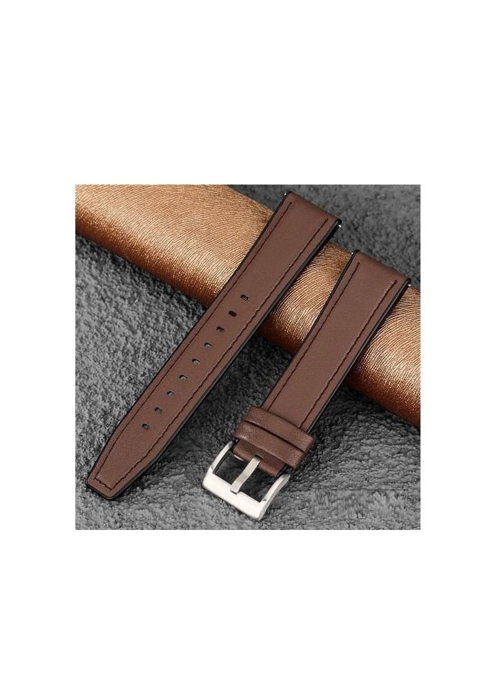 سوار ساعة بديل من جلد السيليكون مقاس 22 ملم لساعة Oraimo R OSW23N - ساعة ذكية رياضية - مشبك فضي بني - Image 1