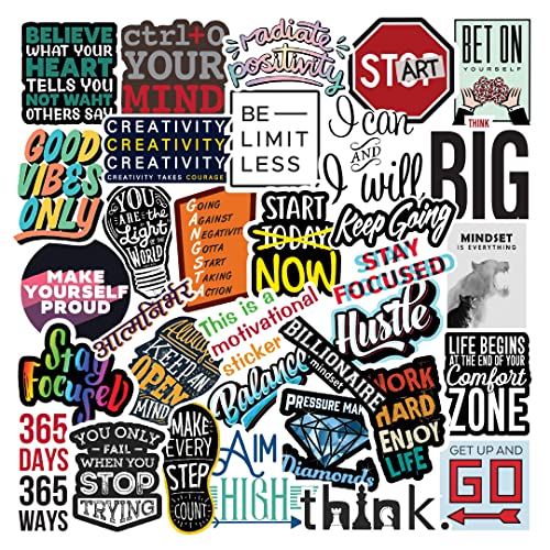 CodersParadise Vinyl Pack Of 58 - Motivation Inspiration Stickers For Laptop - Waterproof Residue Free Positive Words Motivational Inspirational Quote Sticker, self adhesive - Image 1